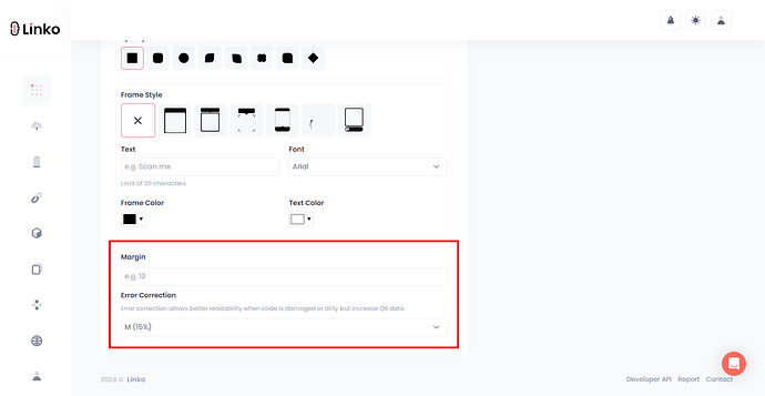 QR Code Margin and Error Correction