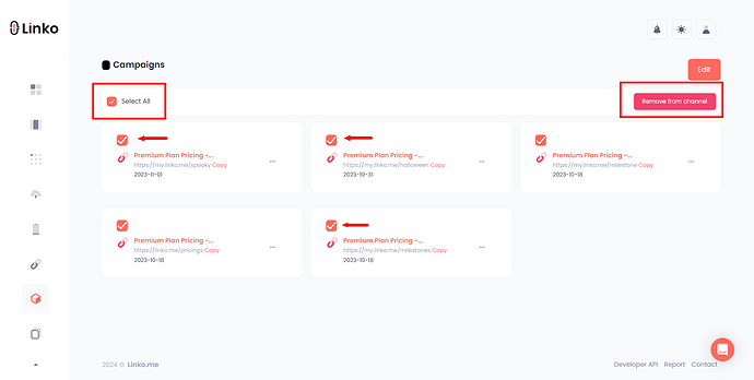 Remove links from channel