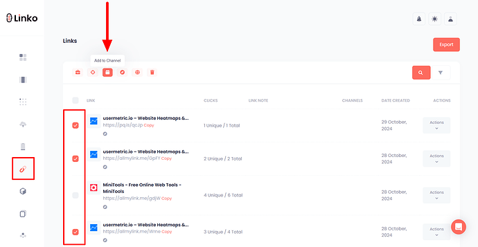 Adding links to channel in bulk