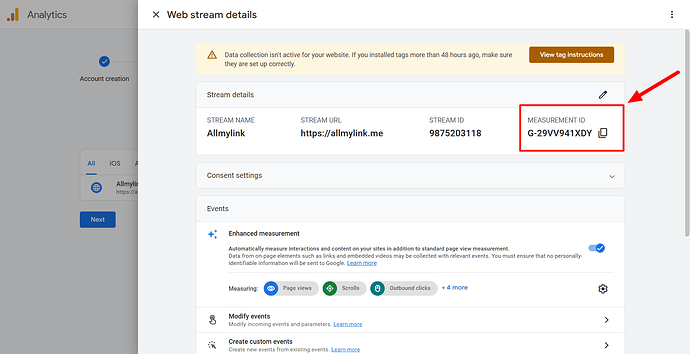 Copy your Google Analytics ID