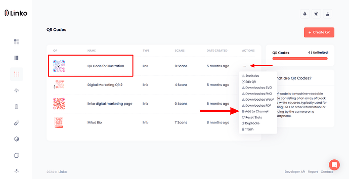 Adding a QR code to a channel