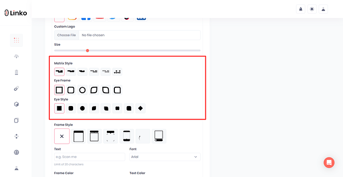 QR Code Frame and Matrix Style