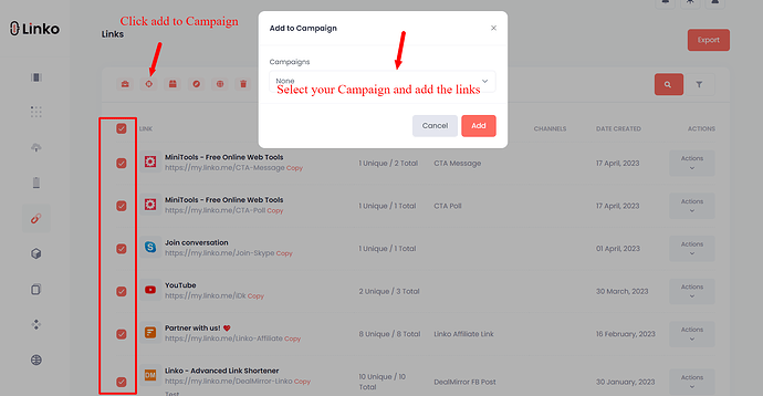 Add a link to campaign